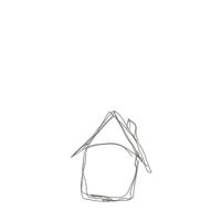 a drawing of a house on a black background